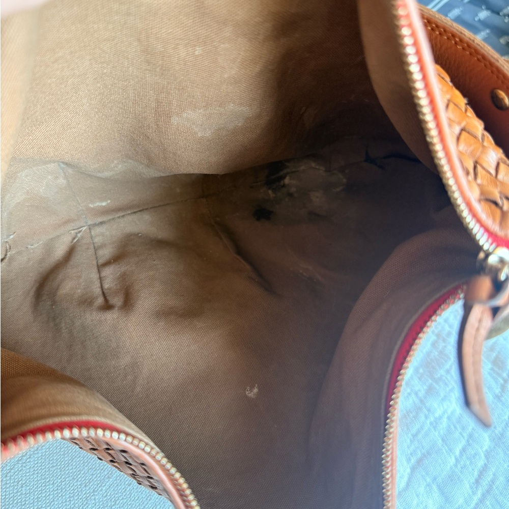 Woven Leather Shoulder Bag in Cognac Brown - Picture 5 of 6
